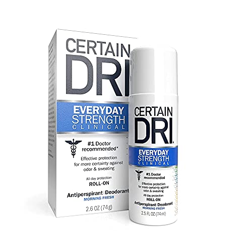 Certain Dri Everyday Strength Clinical Antiperspirant Deodorant for Men and Women (1pk), Effective All-Day Protection Against Odor and Sweat, Doctor Recommended Hyperhidrosis Treatment, 2.5oz Roll-on