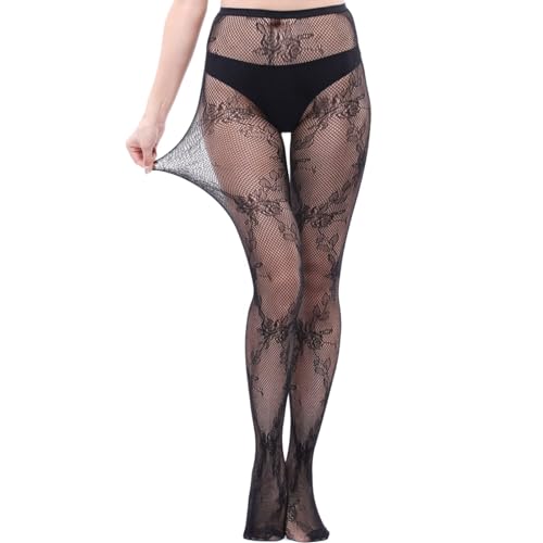 Image of Fishnet Stockings Lace Patterned Tights High Waist Pantyhose Fishnets for Women