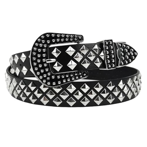Black Studded Belt for Women Men Streetwear Y2k Studded Belts Metal Punk Rock Rivet Punk Leather Belts Goth Belt