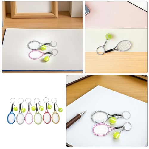 Llaveros de tenis colgantes decorativos con dije de raqueta y pelota para recuerdos 3