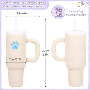 Insulated Cup Dog Toy, Funny Squeaky Toy for Chewers, Interactive Cute Plush and Stuffed Toy for Medium and Small Dogs, Perfect for Dog Birthday Gifts (40 oz, Apricot)