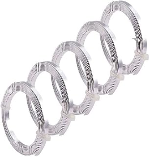Airssory 5 Rolls Aluminum Wire Wide Flat Plain Bezel Wire for Jewelry Beading Craft Making - 5mm; 2m/6.6FT per Roll, 10m/32.8FT in Total