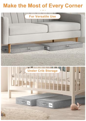 Image of punemi 4 in High Sturdy Low Profile Under Bed Storage, 2 Pack, Grey