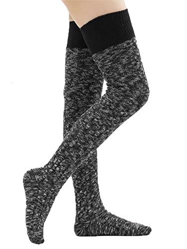 Image of Women's Thigh High Knitted Winter Boot Socks Vintage Extra Long Leg Warmer Over Knee High Stockings