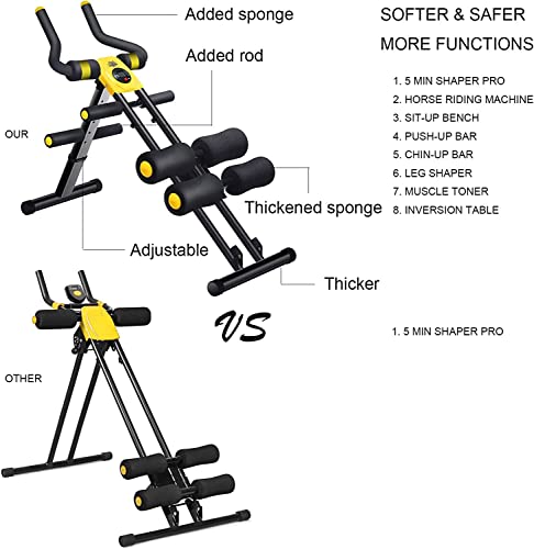 Viggio Foldable Core Abdominal Trainers With Digital Display, Ab Machine With 5 Different Levels, Multifunction Home Gym Equipment For Leg And Arm Exercises, Yellow #TOP3