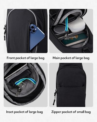 WATERFLY Brusttasche Schultertasche Umhängetasche Herren Klein Männerhandtasche Sling Bag Damen Tasche Messenger Crossbody Bag Crossbag für Outdoor-Sportarten Reise Radfahren Wandern