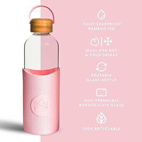Neon Kactus Glass Water Bottle, Pink Flamingo, 1000 ml - Image 4