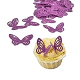 Edible Butterflies Purple Wafer Paper Cupcake Toppers 50pcs Rice Paper Edible Butterflies for Weddin