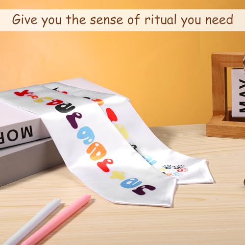 BOXOB Kids Graduation Stole, Double Sided Shiny Kindergarten Printed Graduate Sash Satin Preschool Graduation Stole with Colorful Words (White)4