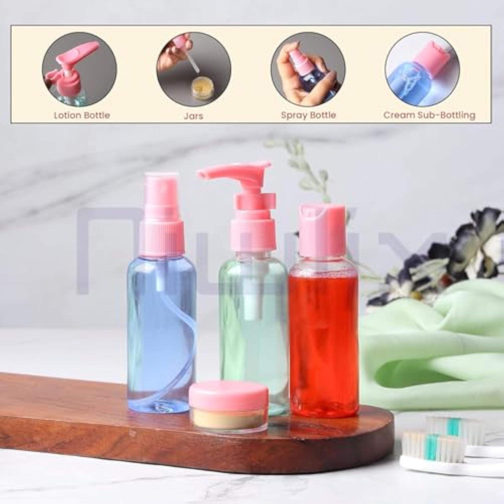 PAVILONN Travel Bottles 60ml Pack, Refillable Toiletry Bottles