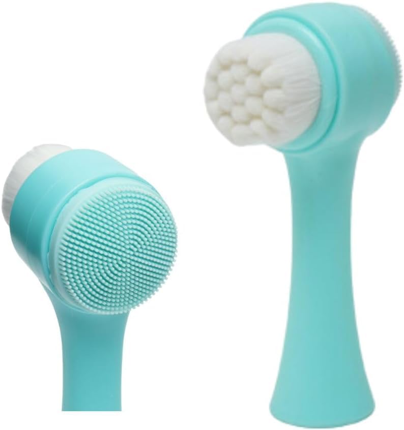 Escova de Limpeza Facial 2 em 1, Massageador Facial com Cerdas Macias (Verde com verde)