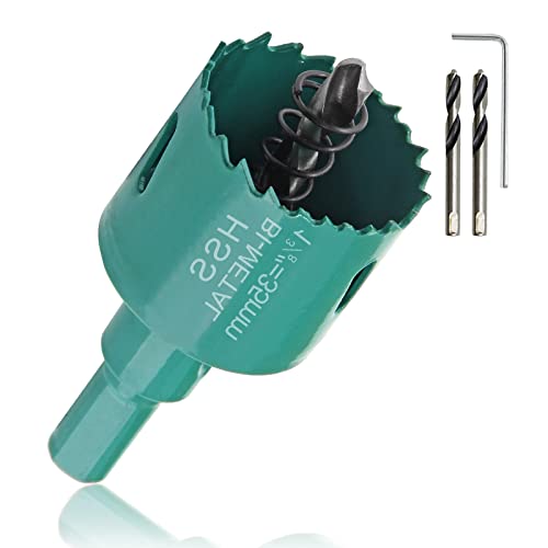 Image of 1-3 /8 Inch / 35mm Hole Saw with Arbor, 1.375 Inch Hole Saw HSS Bi-Metal Hole Cutter Smoothly Cutting in Cornhole Boards, Plastic, Wood, Fiberboard, Drywall