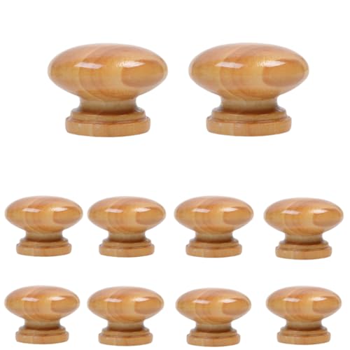 木製 取っ手 つまみ 家具 ハンドル 木製キャビネット 引き出し 丸型 金具付き DIY 8個セット ネジ付き (黄土色1)