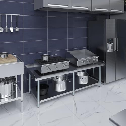 Image of AmGood Stainless Steel Equipment Stand - Heavy Duty, Commercial Grade, with Undershelf, NSF Certified (30 inch Width x 72 inch Length)