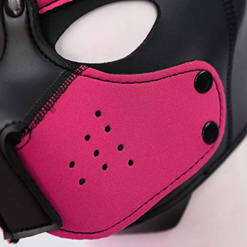 HOT TIME Neoprene Puppy Hood Custom Animal Head Mask Novelty Costume Dog Head Masks (Small, Pink)