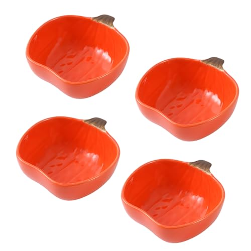 Pumpkin Ceramic Dipping Bowls - Soy Sauce Dishes Set, 4