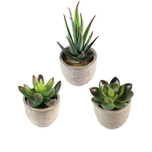 DOITOOL Vaso de plantas suculentas artificiais, 3 peças sortidas de plantas suculentas artificiais,
