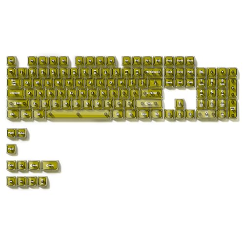 Image of dagaladoo Dark Yellow Clear keycaps for Mechanical Keyboard,Transparent MDA keycaps 60 75 100 Percent,Ceramic Jelly Key caps Set,Shine Through Key caps for Mx Switches Mechanical Keyboard(115key)