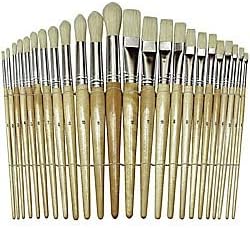 Creativity Street Preschool Brush Set, Sizes 1-12, Natural Bristle, Flat; Round Profiles, 24/set