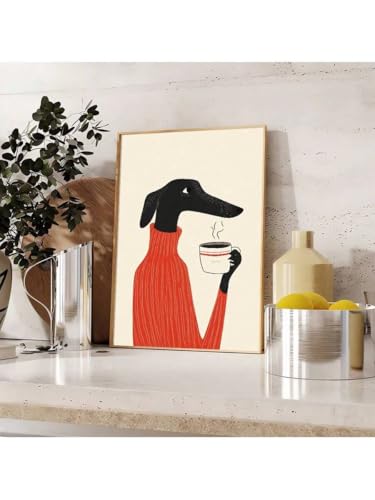 Peinture sur toile de chien 60x90cm avec cadre intérieur TONGYINLI