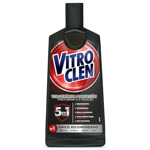 Vitroclen Limpiador de Vitrocerámica en crema, Acción protectora y desengrasante, 200 ml