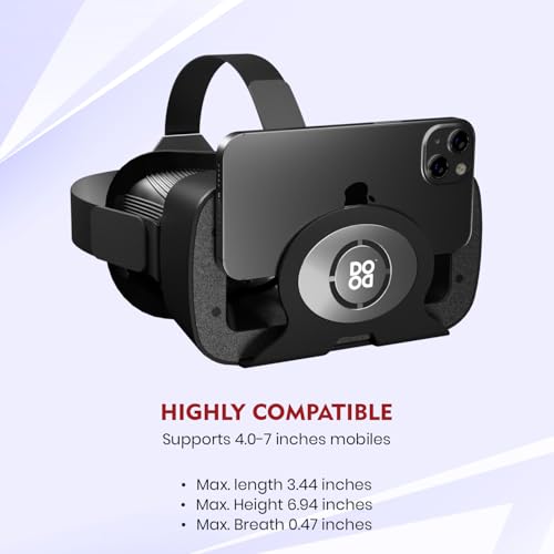 Image of Dood (15 Years Warranty) Virtual Reality VR Headset with Touch Button for Watching Movies,Playing Games Compatible with All Smartphones Upto 7 inches (Black)