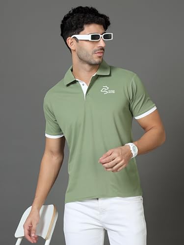 Image of Polo Neck Cotton Blend T-Shirt