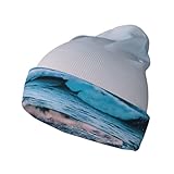 Gorro de invierno con diseño de olas del océano, accesorios unisex ligeros para clima frío, viajes, color negro, Negro -, talla única