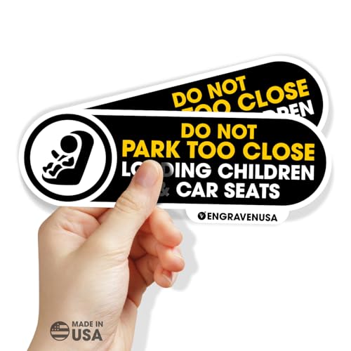 Do Not Park Too Close Stickers | Loading Children & Car Seats Signs | Set of 2 Large 8x2.5 Inch Car Window Decal | Waterproof Vinyl (Large) by engravenusa - Used condition - US$12.49