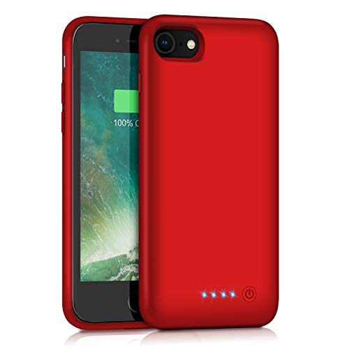 QTshine Battery Case for iPhone 6 6s 7 8, Upgraded [6000mAh] Protective Portable Charging Case Rechargeable Extended Battery Pack for Apple iPhone 6 6s 7 8 (4.7 ) - Red