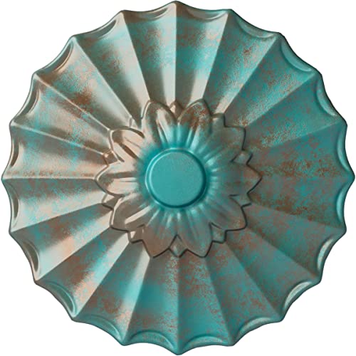 Image of Ekena Millwork CM09SHCGS 9 inch x 1-3 /8 inch Shakuras Ceiling Medallion, Copper Green Patina