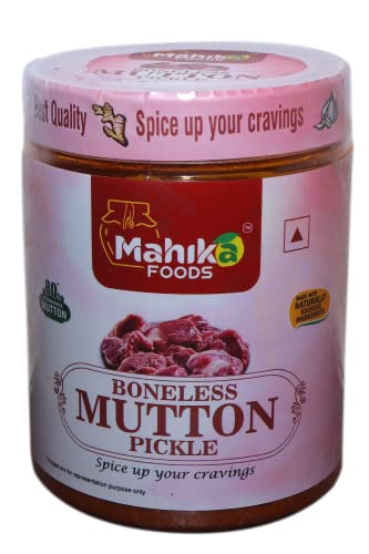 Image of MAHIKA FOODS Andhra Style Homemade Fresh Boneless Mutton Pickle 500 gm, Gosht Ka Achar Authentic Taste of Tradition, Spicy, with No Added Preservatives