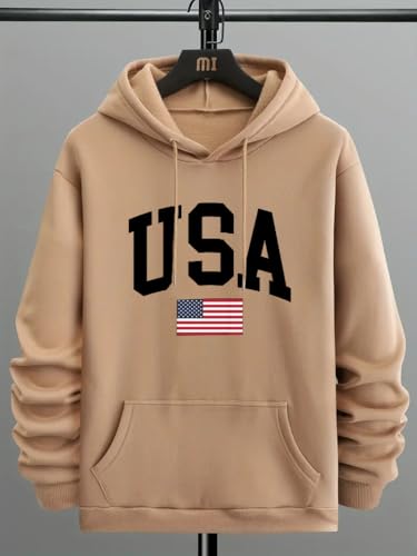 Image of TagasMen's Hoodie with USA Print Fleece, Kangaroo Pocket and Drawstring Detail || Sweatshirt for Mens || Men Hoodies || hoodis||(MH-8015)