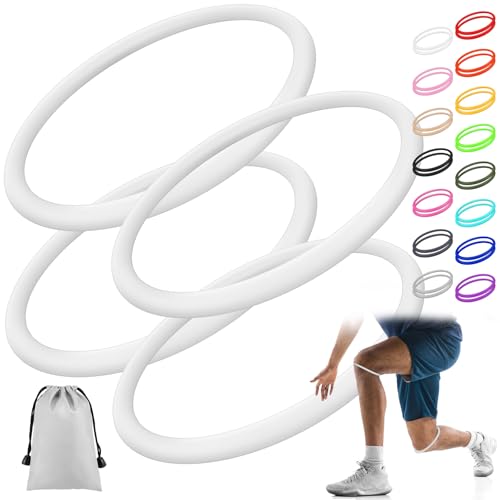 Image of Foilswirl Silicone Patella Knee Band for Basketball Patella Tendon Support Knee Pain Running Tendon Brace Support Strap(4,White,M)