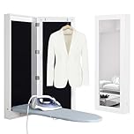 Organizedlife Slim Wall Mounted Ironing Board Cabinet, Solid Metal Base & Mirror, Built in Ironing Center, Foldable Iron Boards for Laundry | No Assembly Required, Saving Space