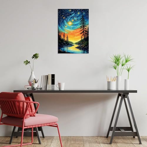 Rompecabezas de 300 piezas para adultos: Cielo estrellado y bosque, decoración para el hogar, regalo de cumpleaños o fiesta, 15 x 10 pulgadas miniatura 3