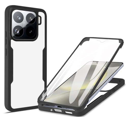 Xiaomi 15�p�N���A�P�[�X�A�t���{�f�B�P�[�X�����d�b�P�[�X�A�����X�N���[���v���e�N�^�[360°�t���{�f�B�ی�h�o�ϏՌ��J�o�[(Black)