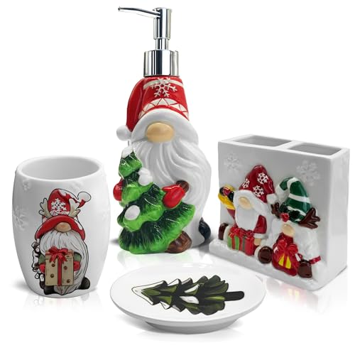 Christmas Bathroom Decor Set, Christmas Gnomes Bathroom Decor, Gnome Toothbrush