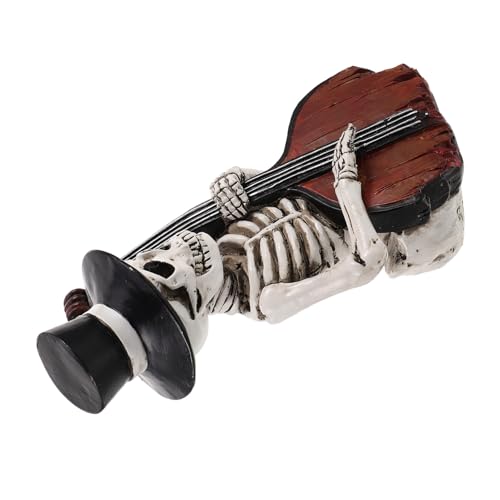 Zerodeko statuette de squelette avec violon décoration crâne résine - 2