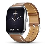 Pebble Newly Launched Royale Edge 1.93” Curved AMOLED Display Smartwatch with Always-On Display | Premium Slim Design| Rotating Crown | Bluetooth Calling | Health Suite | Premium Strap - Brown