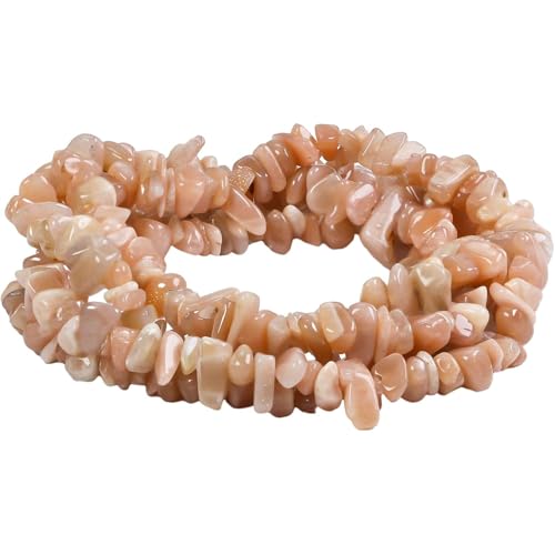 Image of HAAMIIQII 5-8mm Sunstone Chips Natural Chip Stone Beads for Jewelry Making