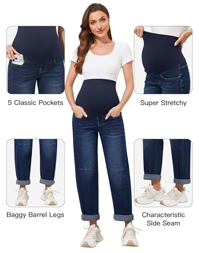 Image of PACBREEZE Women's Maternity Jeans Over Belly Skinny Stretchy Denim Pants Comfy Slim Pregnancy Pants