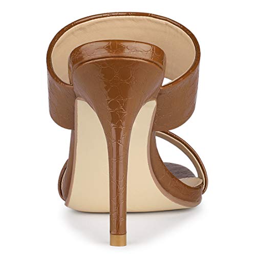 Allegra K Allegra K Women's Open Toe Stiletto Heel Slide Heels Brown Sandals - 9 M US