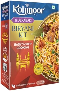 Kohinoor Basmati Biryani Kit Hyderabadi, 333g | Ready-to-Cook Authentic Biryani | Easy 3-Step Recipe (Weight May Vary)