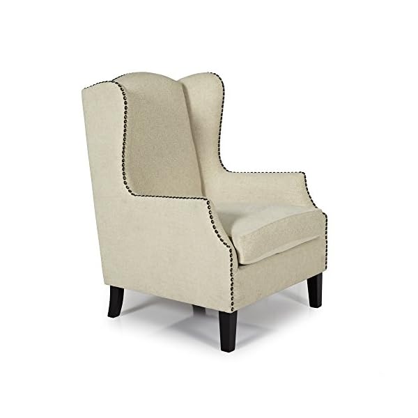 Save On Goods UK Traditional studded fireside occasional single upholstered winged wing chair seat - Image 3