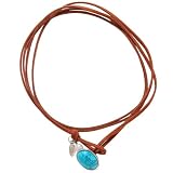 Design Western:questa collana girocollo in pelle turchese è pensata per le donne che amano lo stile western e boho., questo girocollo in pelle marrone a strati conferisce un sottile look western senza sembrare eccessivo o simile a un costume
