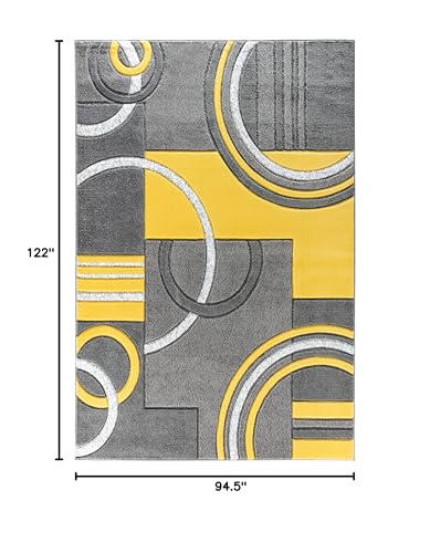 GLORY RUGS Area Rug Modern Soft Hand Carved Contemporary Floor Carpet with Premium Fluffy Texture for Indoor Living Dining Room and Bedroom Area (8x10, Yellow)