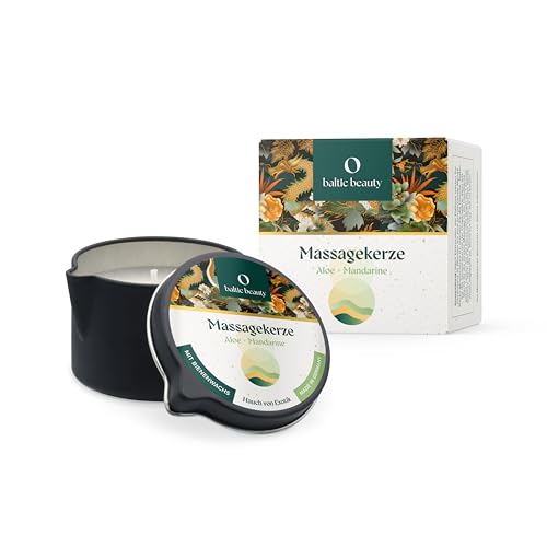 Baltic Beauty Exklusive Massagekerze - Aloe und Mandarine - Sinnliche Massagen - Pflegende Rezeptur - Tolles Geschenk für den Partner - in praktischer Dose mit Ausgießer - 80ml