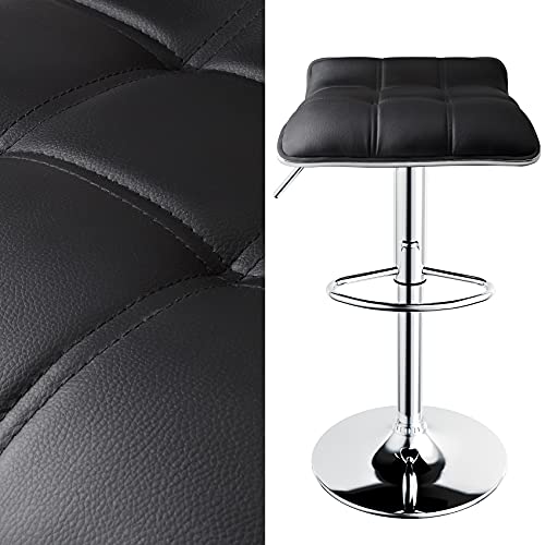 Ergodesign Bar Stools Set Of 2, Square Backless Adjustable Bar Stools, Swivel Bar Stool, Barstools Set Of 2 (Black) #TOP3