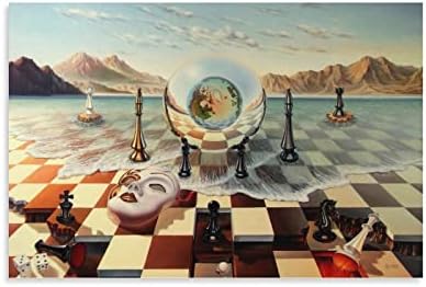 Art Poster Salvador Dali Surrealism Chess Mask On Sea Poster Decorative Painting Canvas Wall Posters and Art Picture Print Modern Family Bedroom Decor Posters 16x24inch(40x60cm)